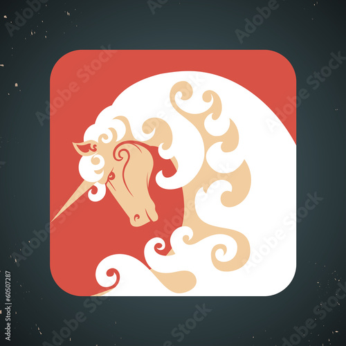 Icon of magic mythical unicorn with a horn