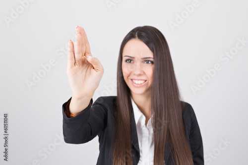 Wallpaper Mural Beautiful businesswoman using imaginary touch screen Torontodigital.ca