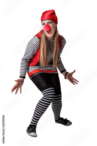 Clown in a pirate suit isolated on a white background