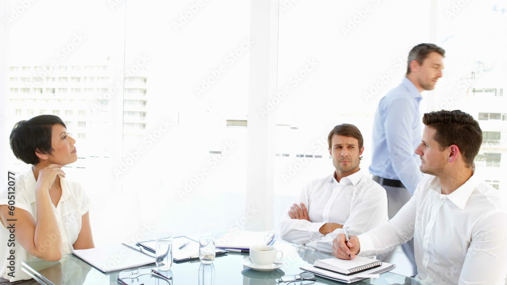 Boss storming off in anger during meeting Boss storming off in anger during meeting