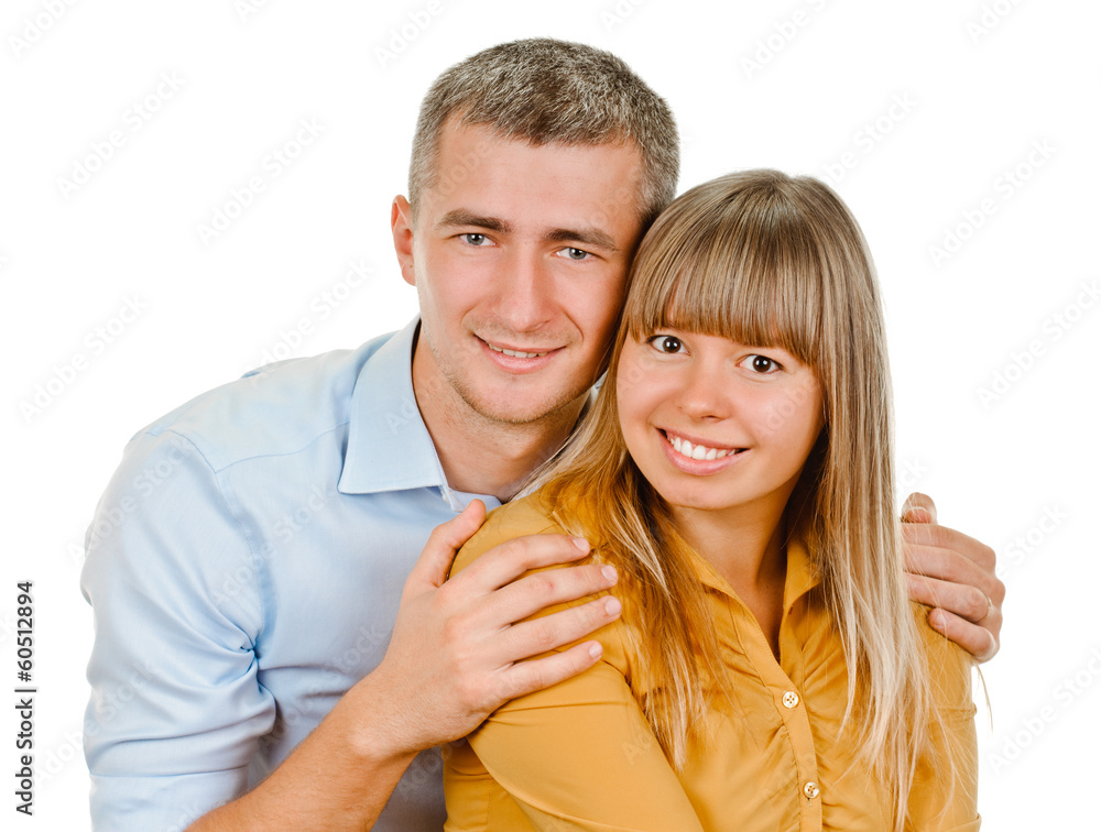 portrait of young couple on white background portrait of young couple on white background