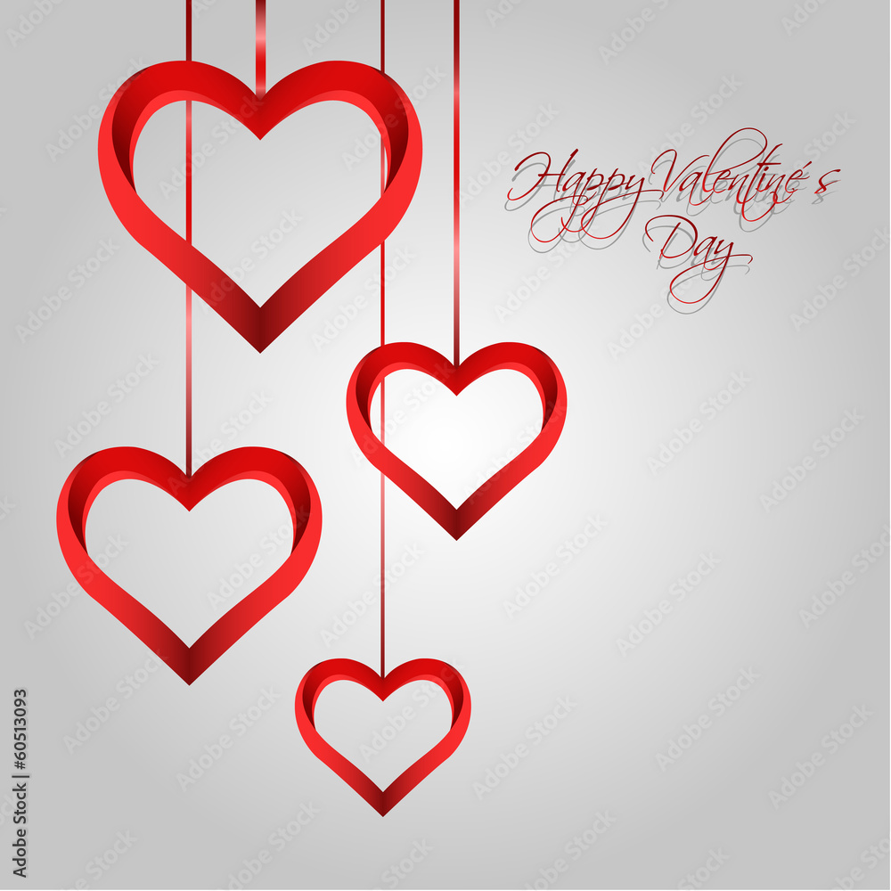 Vector Valentine´s Day Background with Red Hearts