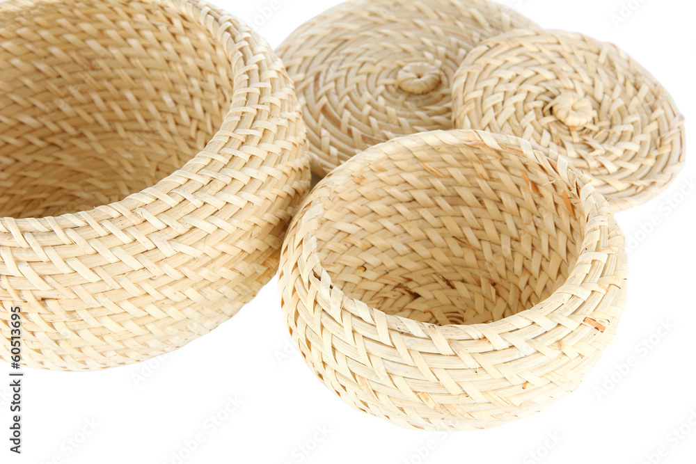 Wicker baskets isolated on white