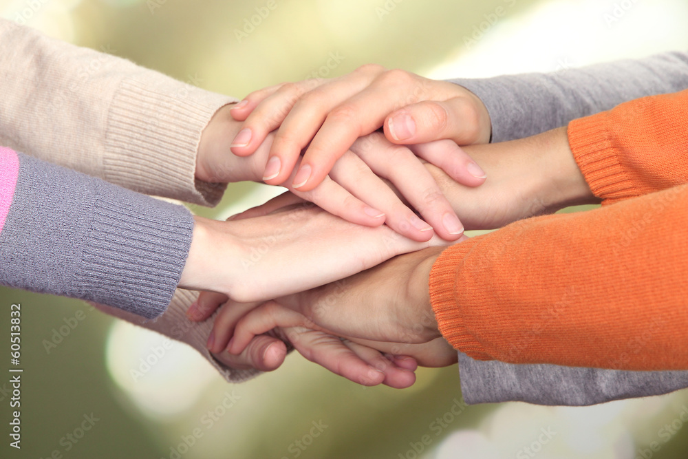 Human hands on bright background Human hands on bright background