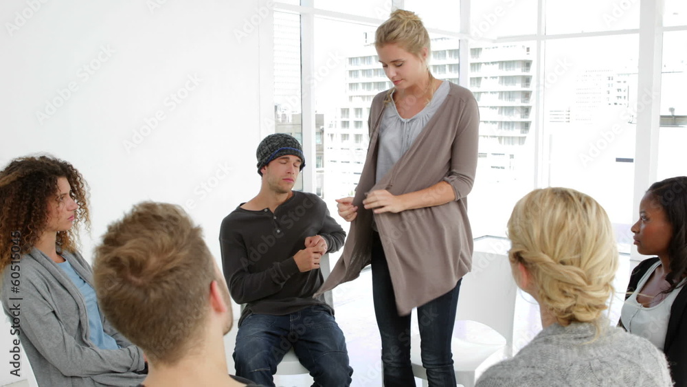 Blonde young woman sharing her problems Blonde young woman sharing her problems