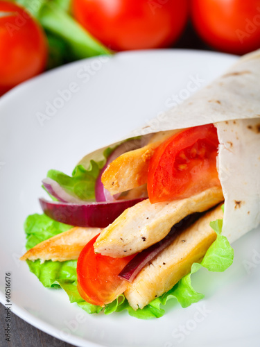 Chicken kebab wrap