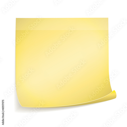 Yellow stick note paper on white background