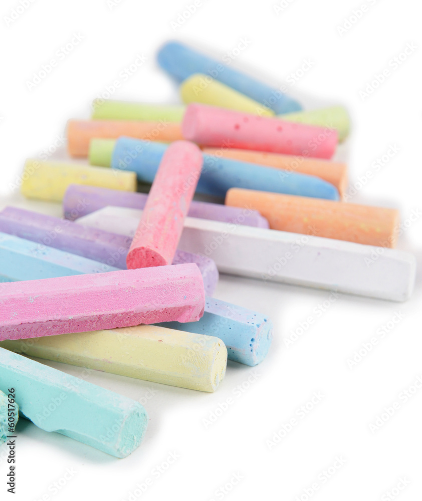 Chalks in variety of colors, isolated on white Chalks in variety of colors, isolated on white