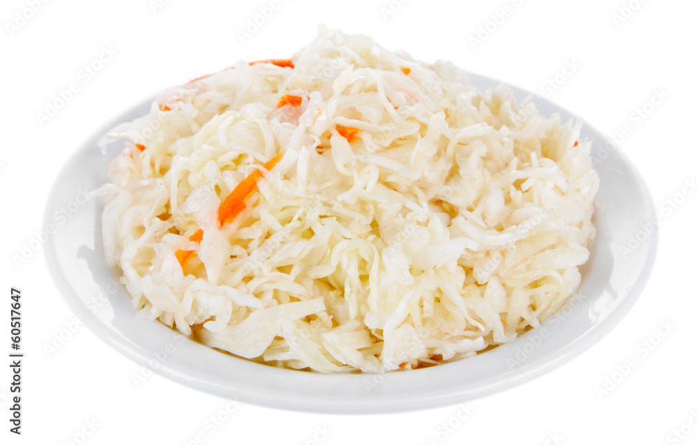 Marinated cabbage (sauerkraut), isolated on white Marinated cabbage (sauerkraut), isolated on white