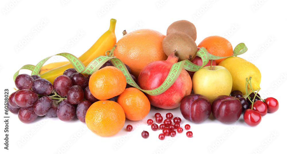 Assortment of exotic fruits isolated on white Assortment of exotic fruits isolated on white