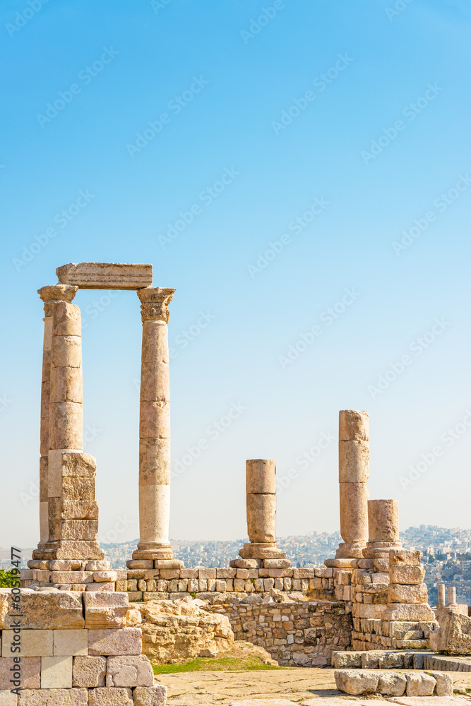 Temple of Hercules on the Citadel Mountain in Amman, Jordan.