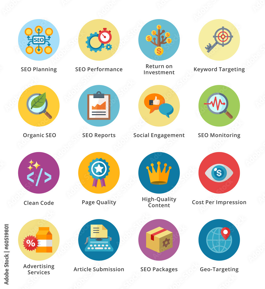 SEO & Internet Marketing Flat Icons Set 4 - Bubble Series SEO & Internet Marketing Flat Icons Set 4 - Bubble Series