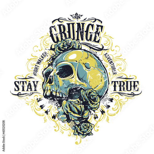 Grunge skull print