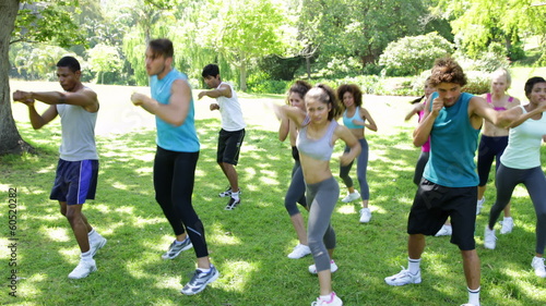 Boot camp class punching on the spot photo