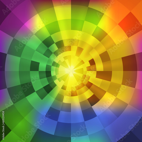 Vector abstract radiant multicolor tunnel background