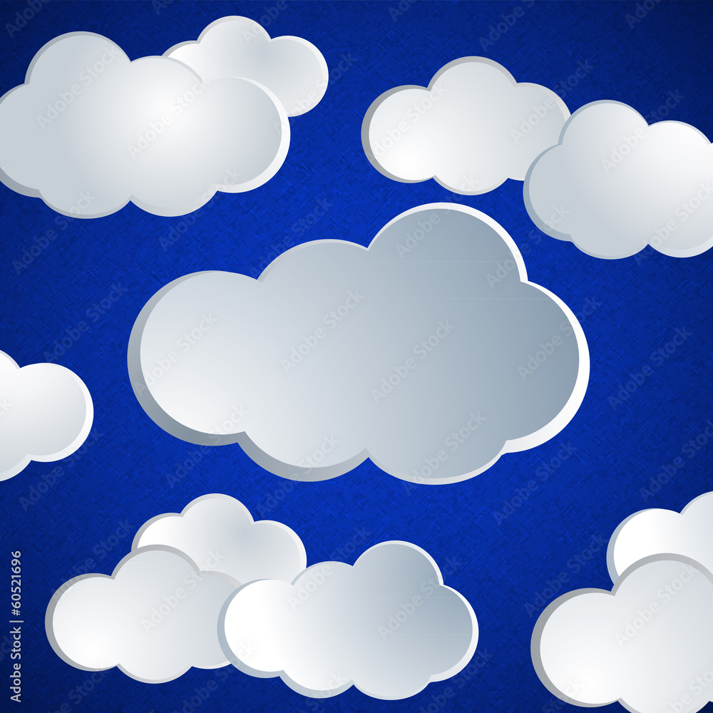 Abstract vector white paper clouds. Vector illustration. EPS 10