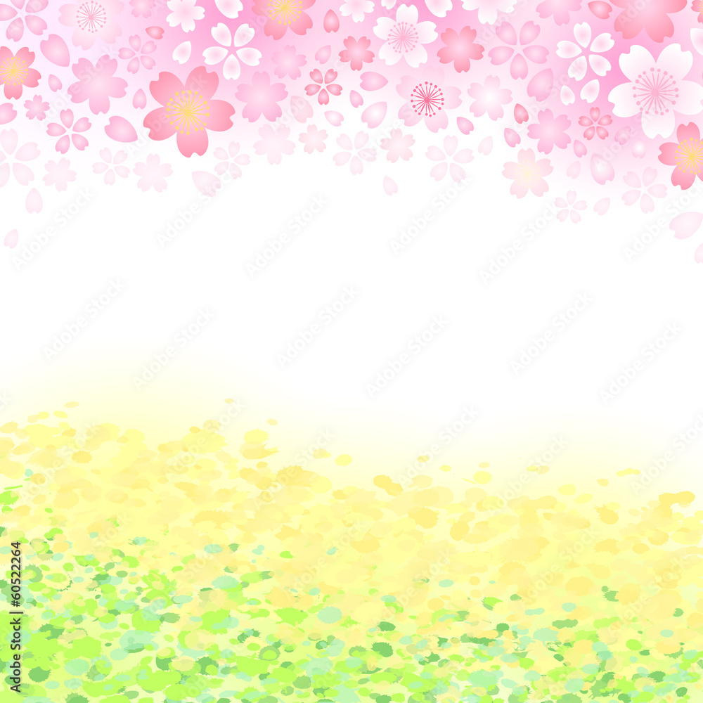 さくら菜の花背景素材 さくら菜の花背景素材