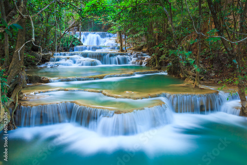 Fototapeta Naklejka Na Ścianę i Meble -  Deep forest Waterfall in Kanchanaburi, Thailand