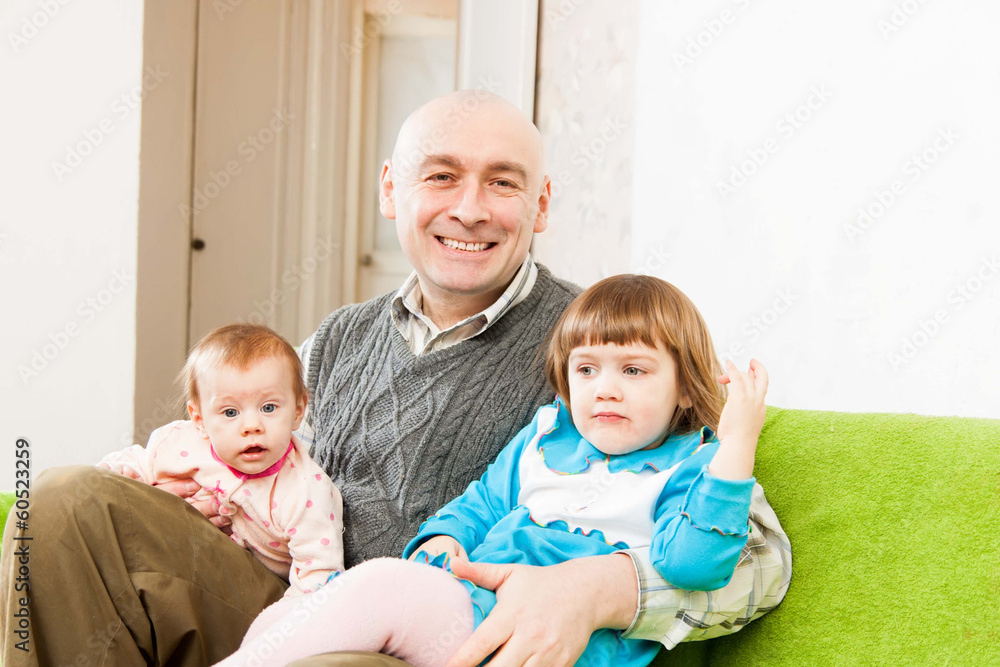 Happy dad with daughters Happy dad with daughters
