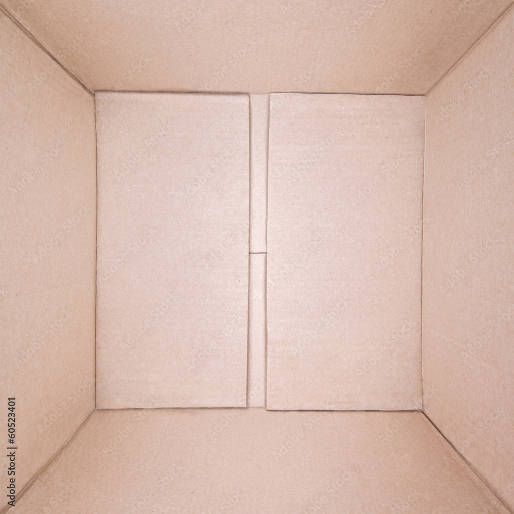 Top view of empty brown cardboard square box Top view of empty brown cardboard square box