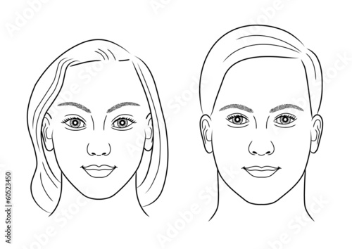 Schwarz-weiße Zeichnung Frauenportrait und Männerportrait