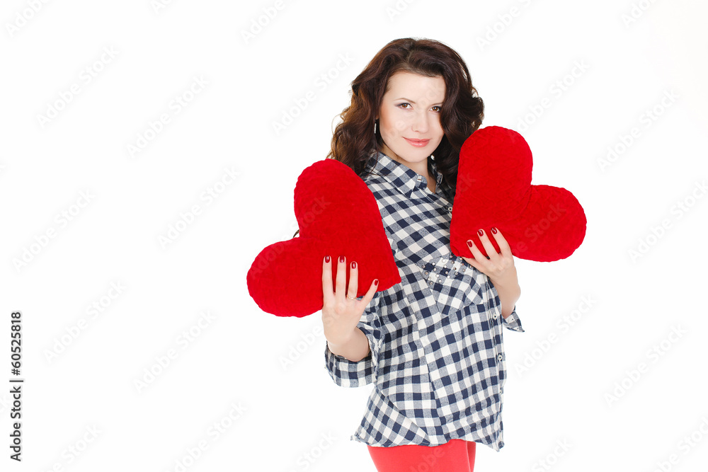 Valentine's Day. Woman with red heart in the hands Valentine's Day. Woman with red heart in the hands