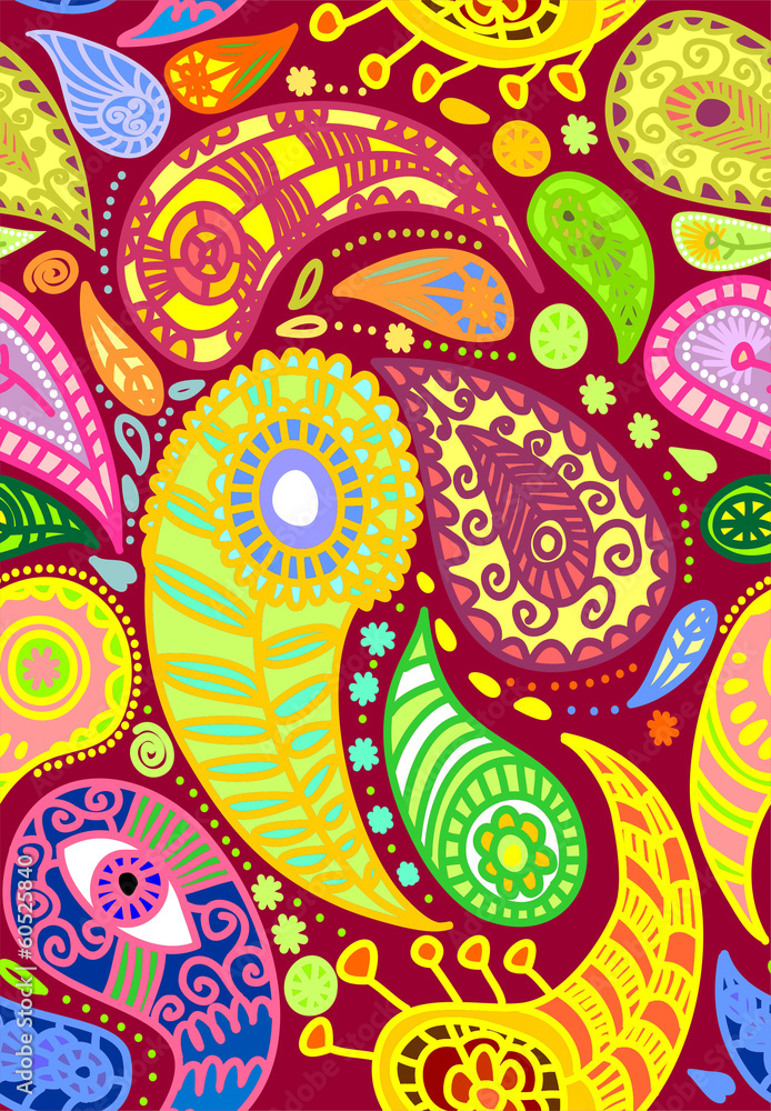 Vector illustration of red seamless paisley pattern Vector illustration of red seamless paisley pattern