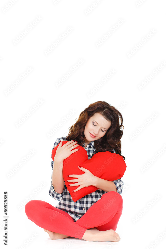 Valentine's Day. Woman with red heart in the hands Valentine's Day. Woman with red heart in the hands