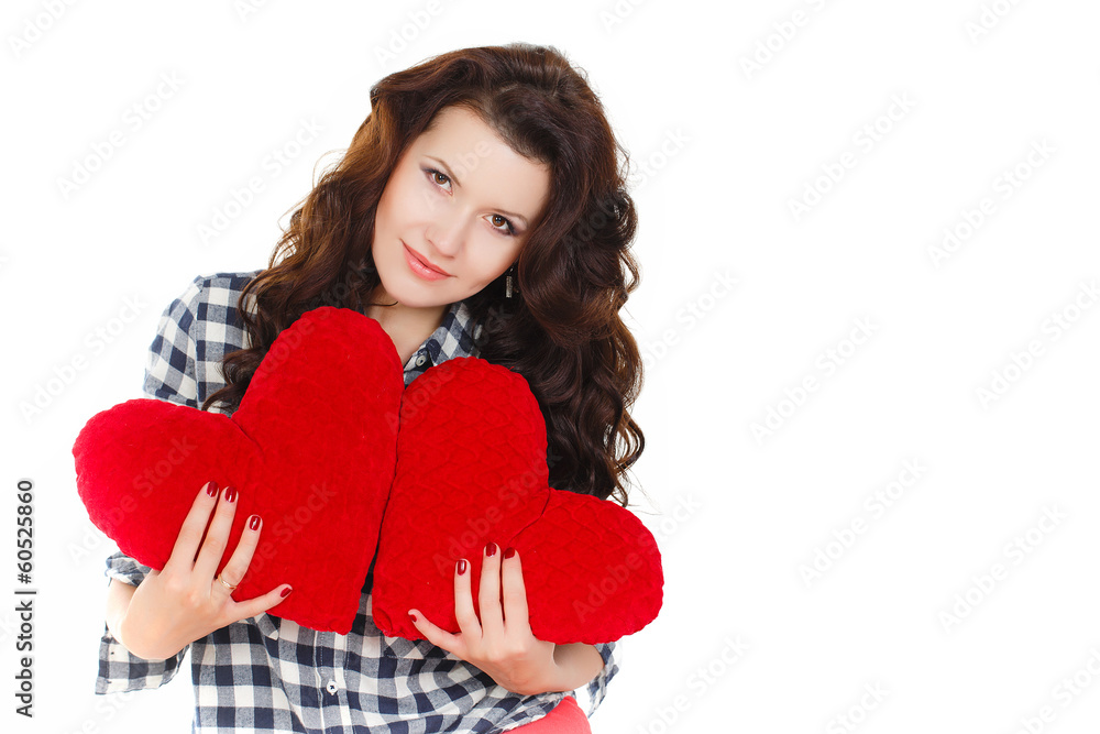 Valentine's Day. Woman with red heart in the hands Valentine's Day. Woman with red heart in the hands