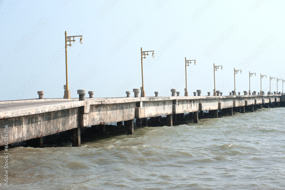 Old public pier on  Southern of Thailand .