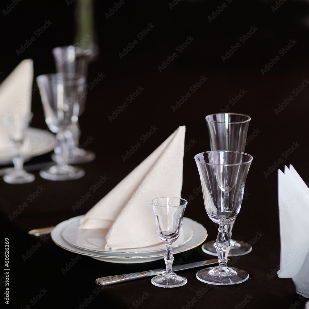 Served table in restaurant. Served table in restaurant.