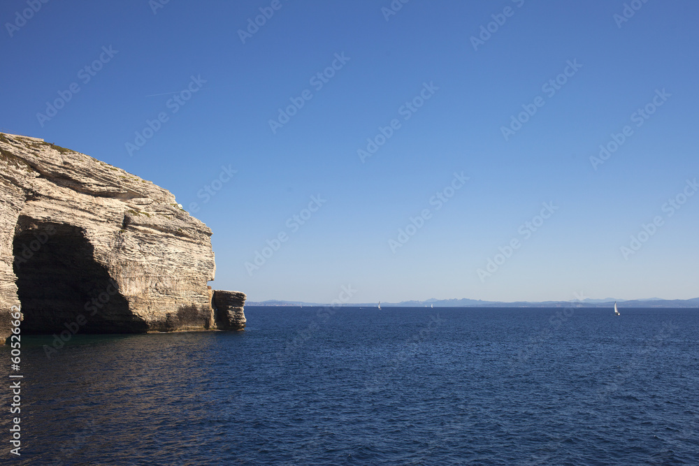 White cliffs , Corsica, France.