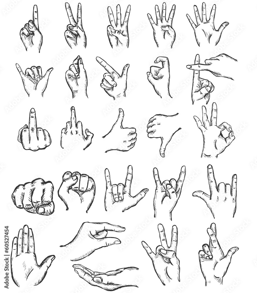 vector set of sketch finger gestures