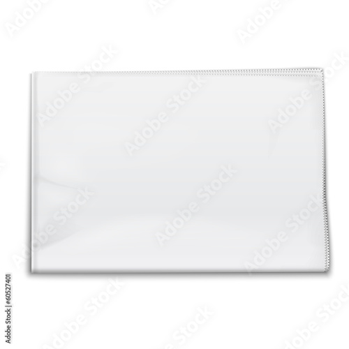 Blank newspaper template on white background.
