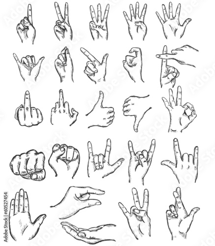 vector set of sketch finger gestures
