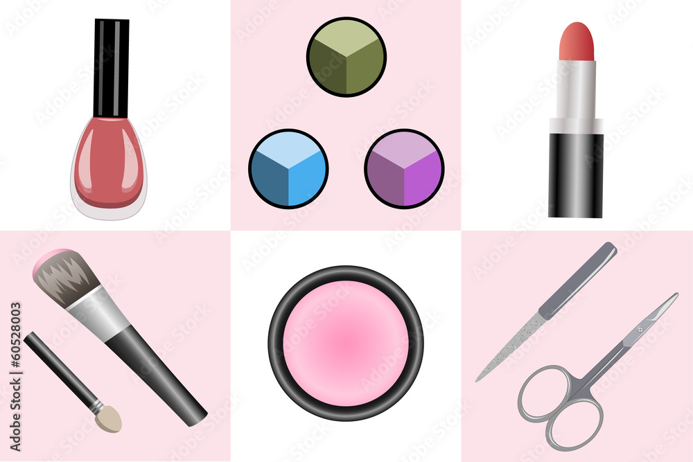 Set of objects for makeup and manicure Set of objects for makeup and manicure