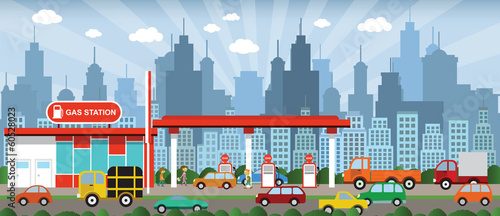Gas pump in the city