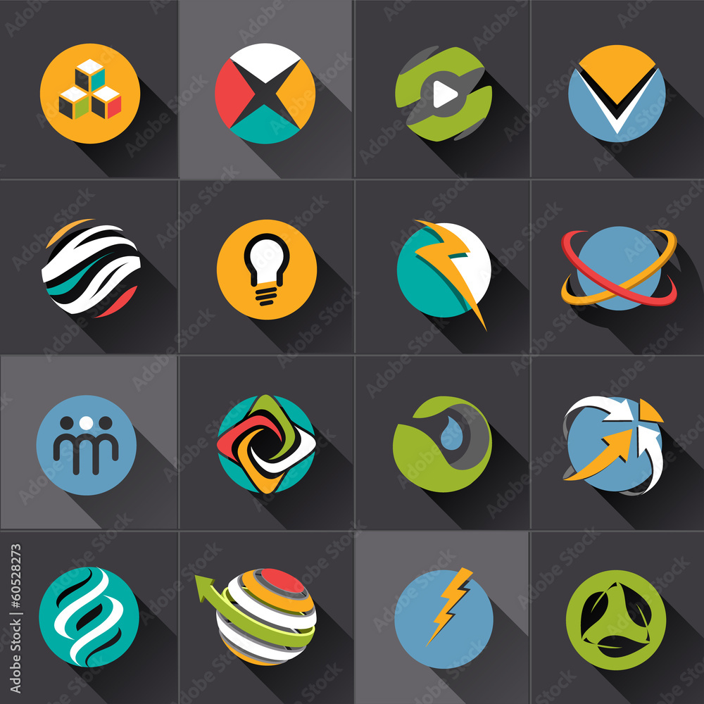 Set of web icons and vector logos in stylish colors Set of web icons and vector logos in stylish colors