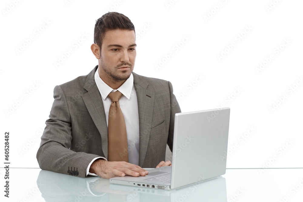 Young businessman using laptop computer Young businessman using laptop computer