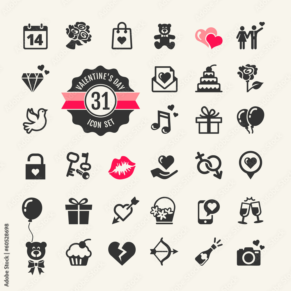 Fototapeta premium Web icon set - Valentine's day