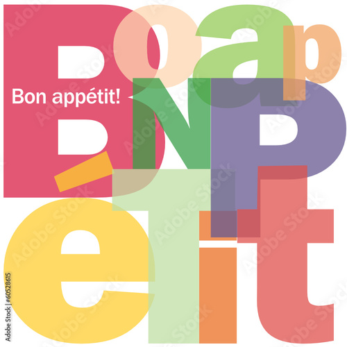 Mosaïque de Lettres BON APPETIT (gastronomie restaurant dessert)