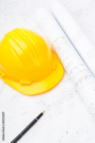 Construction drawing and safety helmet