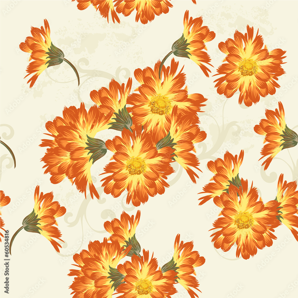 Floral seamless vector wallpaper pattern with flowers Floral seamless vector wallpaper pattern with flowers