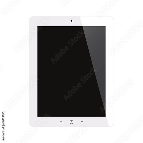 tablet computer with black screen on isolated background