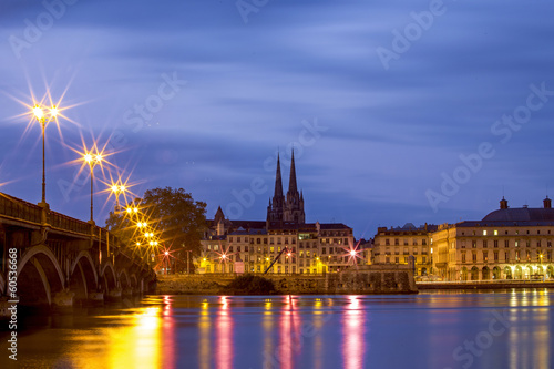 Romantic city Bayonne at night