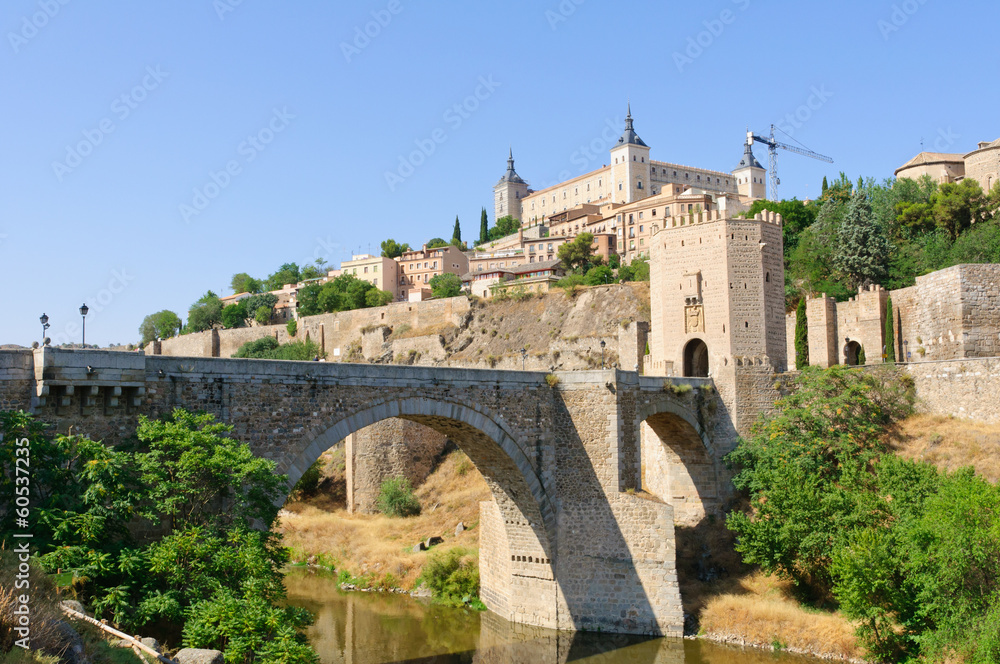 The Alcázar and the Tagus river in the historic city of Toledo i