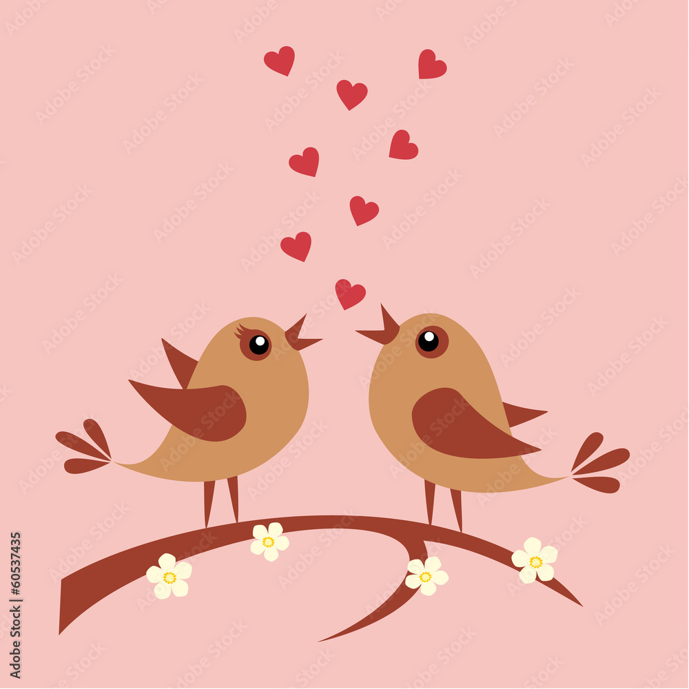 Two cute birds in love