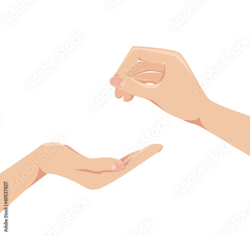 Two human arms . concept give and receive