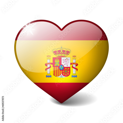 Free Download Spain 3d glass heart with realistic shadow isolated on white - GFXLoad