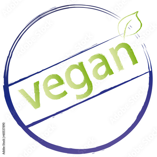 Stempel mit dem Wort - vegan! Vegane Ernährung und Lebensweise, gesund und Umweltfreundlich